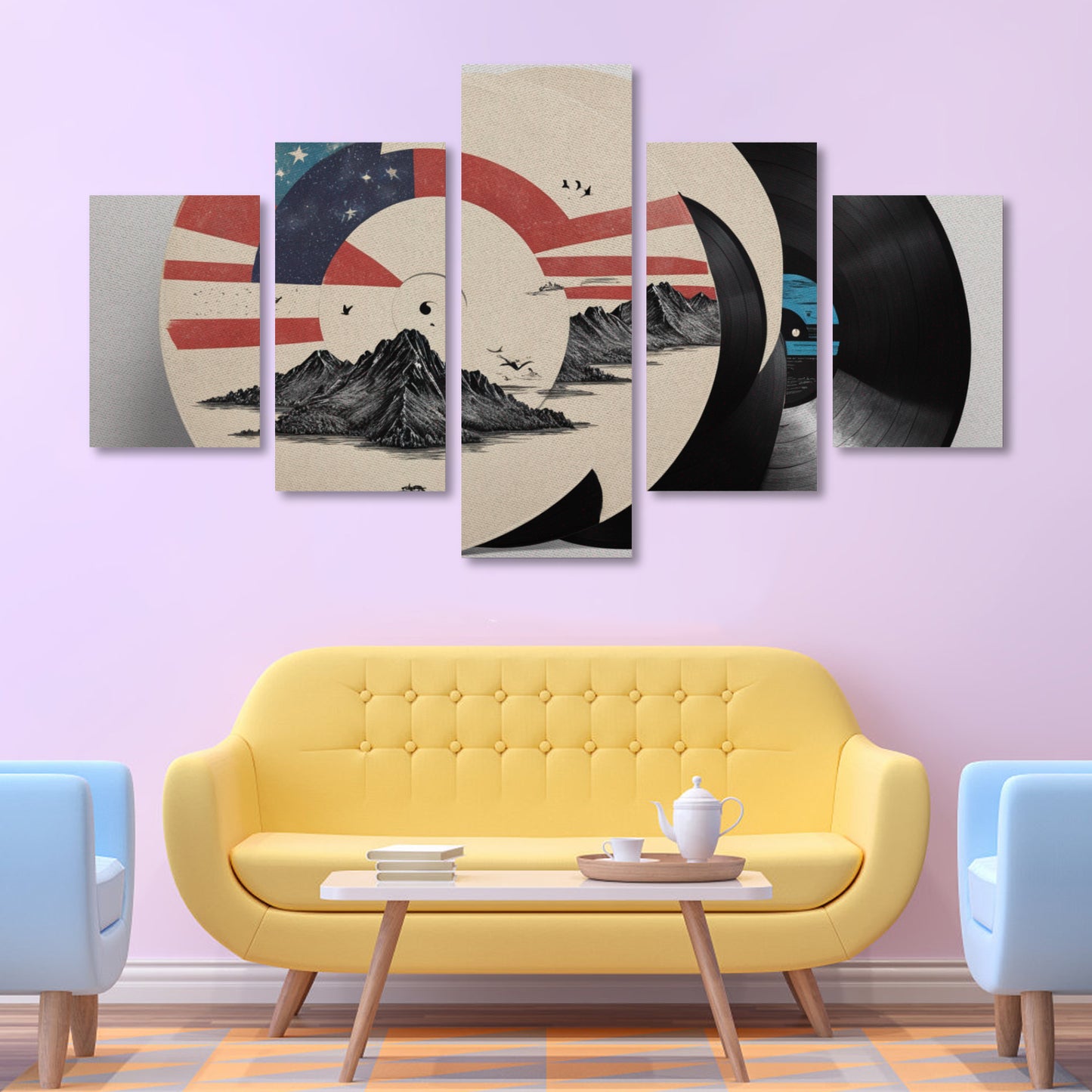Canvas Wall Art Prints (No Frame) 5-Pieces/Set A