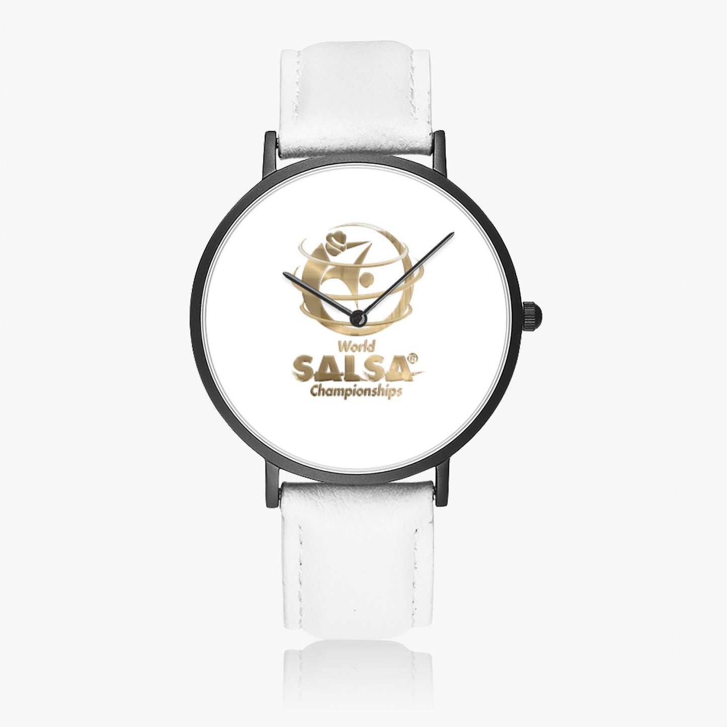 WSC Gold Collection- Hot Selling Ultra-Thin Leather Strap Quartz Watch (Black)