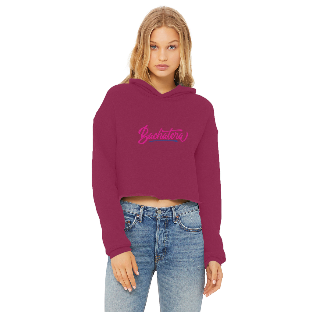 Bachatera Ladies Cropped Raw Edge Hoodie
