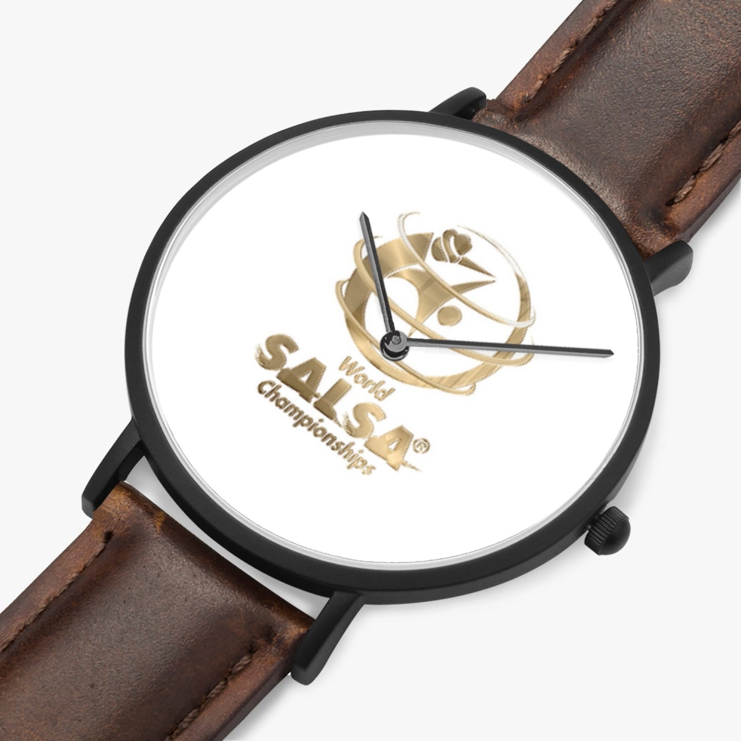 WSC Gold Collection- Hot Selling Ultra-Thin Leather Strap Quartz Watch (Black)