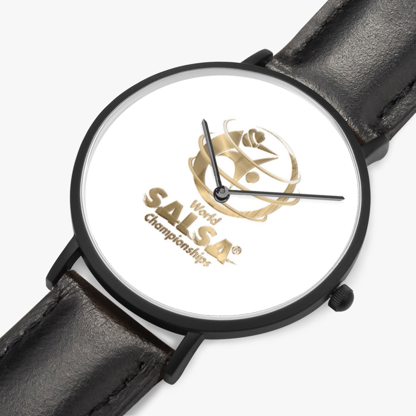 WSC Gold Collection- Hot Selling Ultra-Thin Leather Strap Quartz Watch (Black)