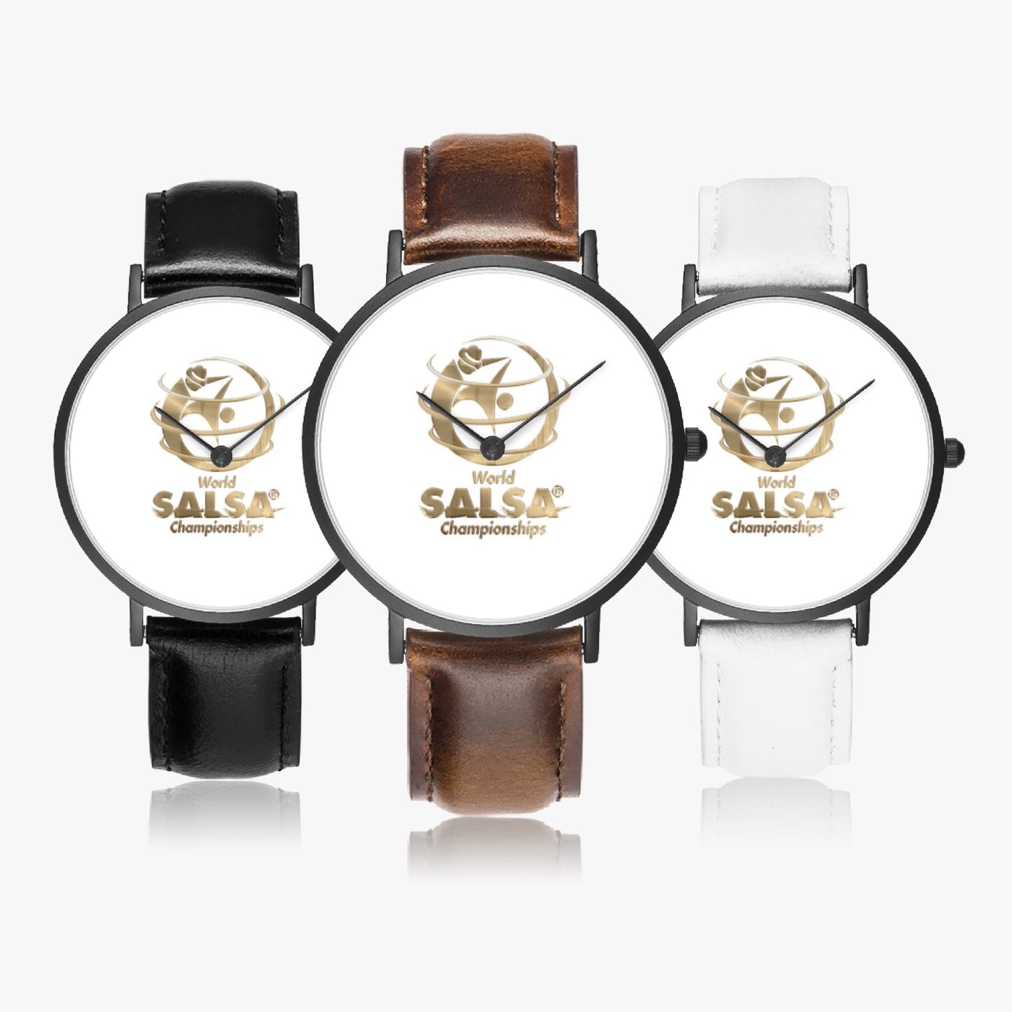 WSC Gold Collection- Hot Selling Ultra-Thin Leather Strap Quartz Watch (Black)