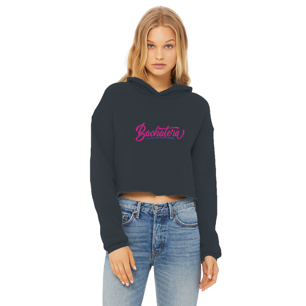 Bachatera Ladies Cropped Raw Edge Hoodie
