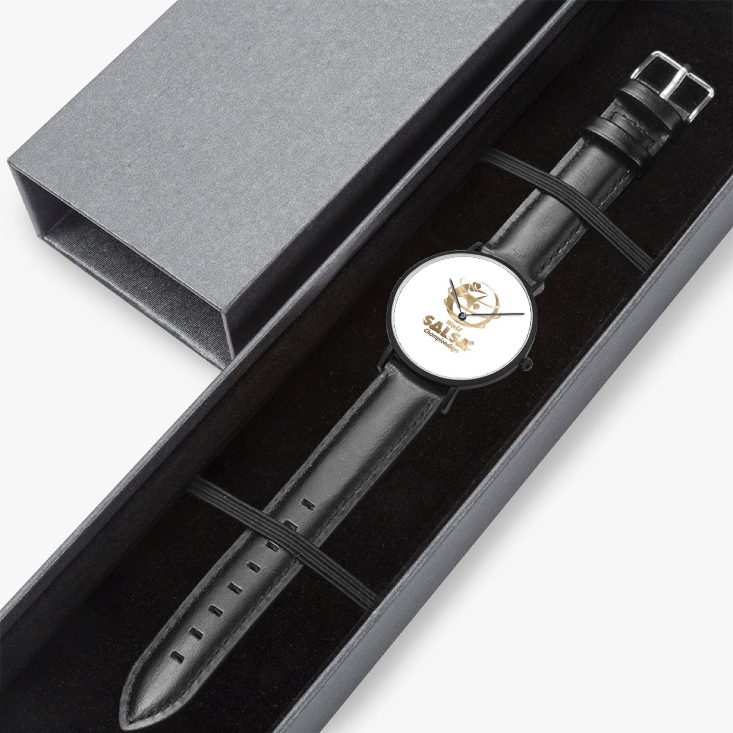 WSC Gold Collection- Hot Selling Ultra-Thin Leather Strap Quartz Watch (Black)