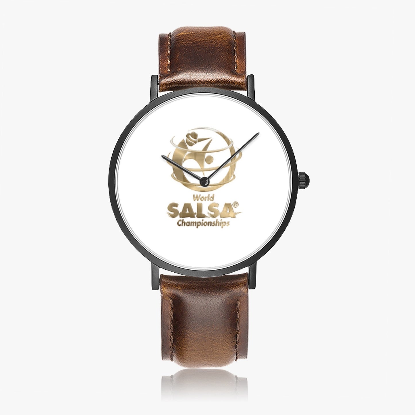 WSC Gold Collection- Hot Selling Ultra-Thin Leather Strap Quartz Watch (Black)