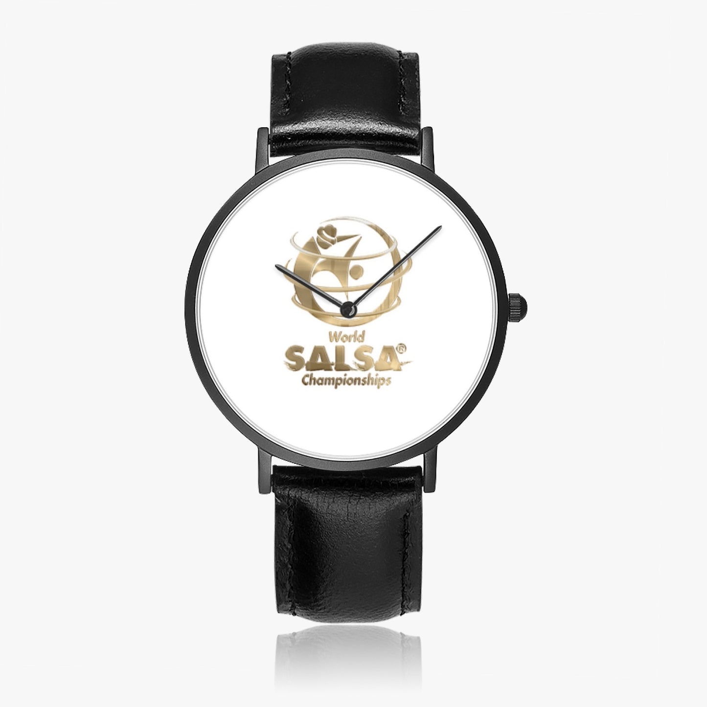 WSC Gold Collection- Hot Selling Ultra-Thin Leather Strap Quartz Watch (Black)