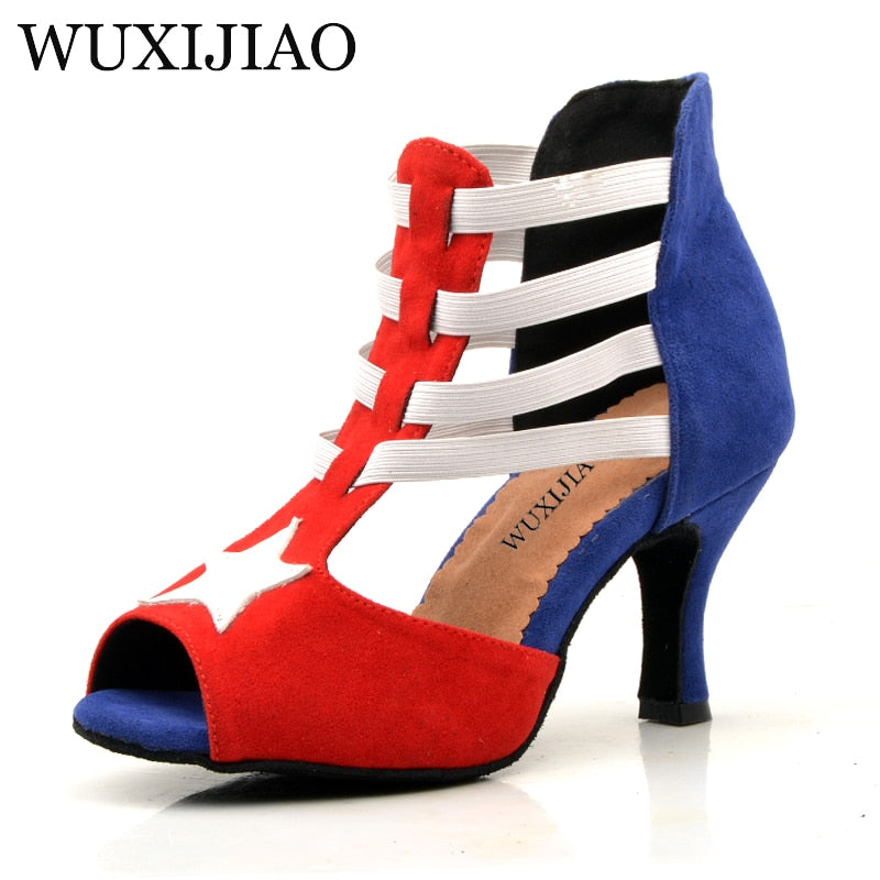 Women Ballroom Latin Dance Shoes Black Brown Salsa Tango Bachata Dance Shoes satin Sole Heel 6cm - World Salsa Championships