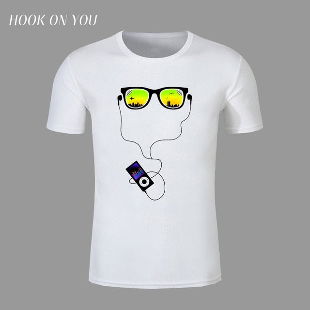 Handsome DJ t-shirt headphones print men rock t shirt funny top tees short sleeve - World Salsa Championships