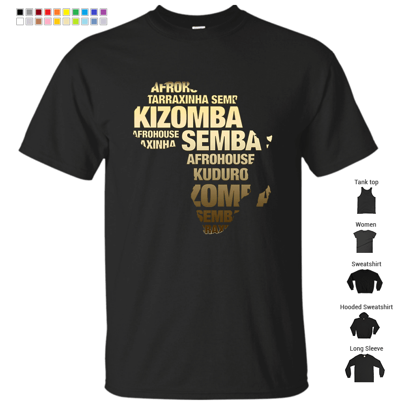 Kizomba africa map short O neck Casual Cotton 3d Hipster Tees. - World Salsa Championships