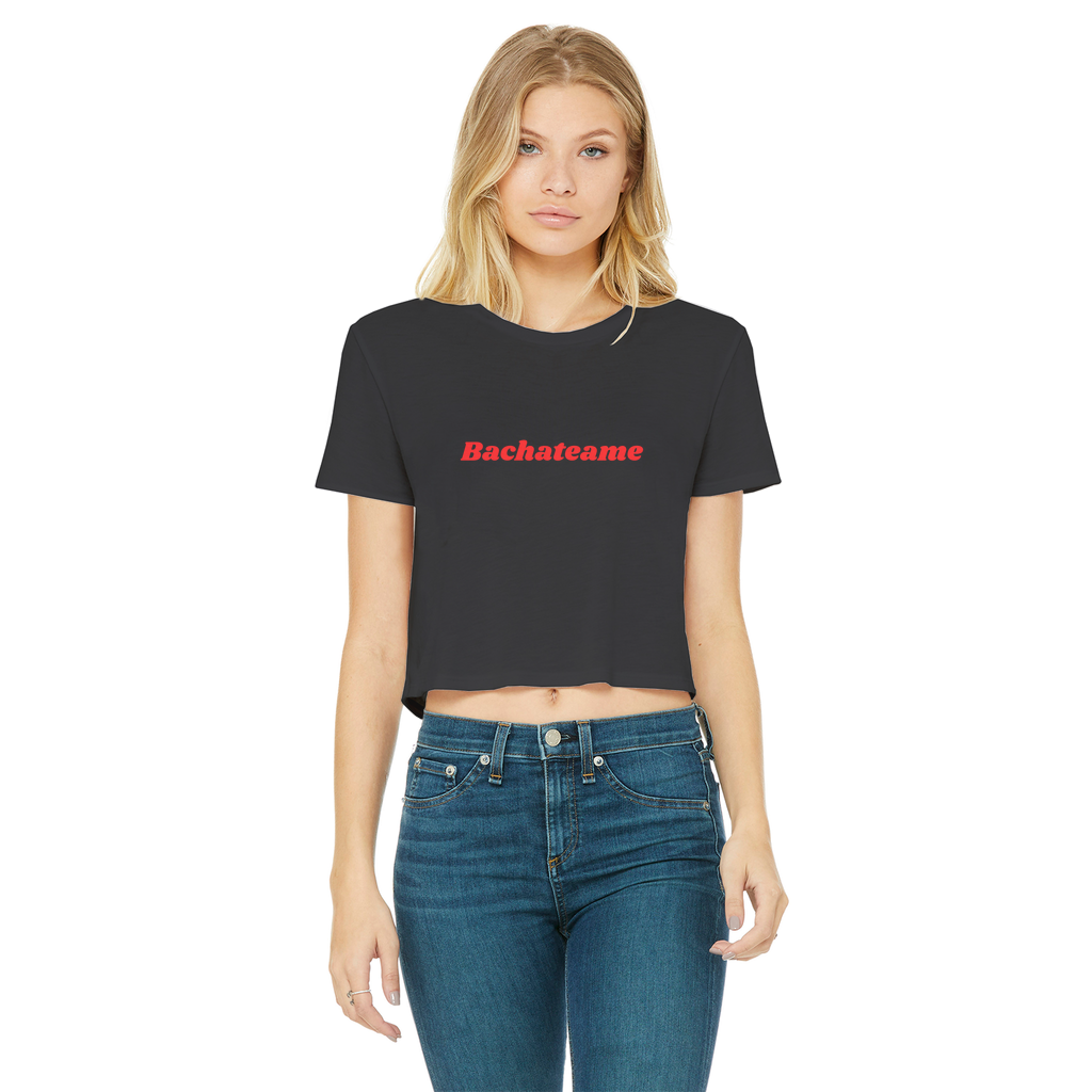 Bachateame Classic Women's Cropped Raw Edge T-Shirt