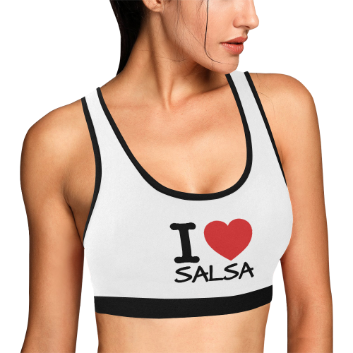 I Love Salsa Sports Bra Women's All Over Print Sports Bra (Model T52) - World Salsa Championships