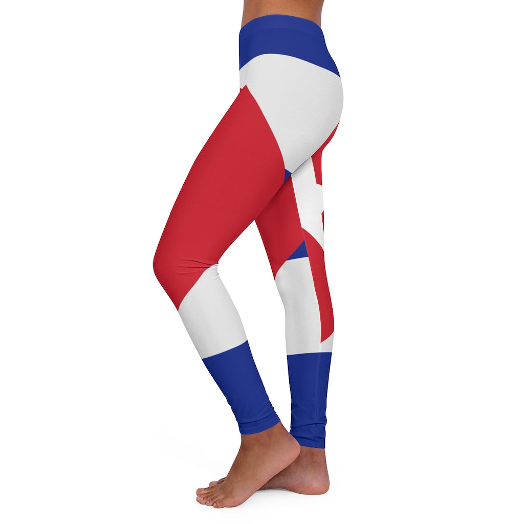 Women's Spandex Leggings-Cuban Flag
