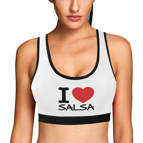 I Love Salsa Sports Bra Women's All Over Print Sports Bra (Model T52) - World Salsa Championships
