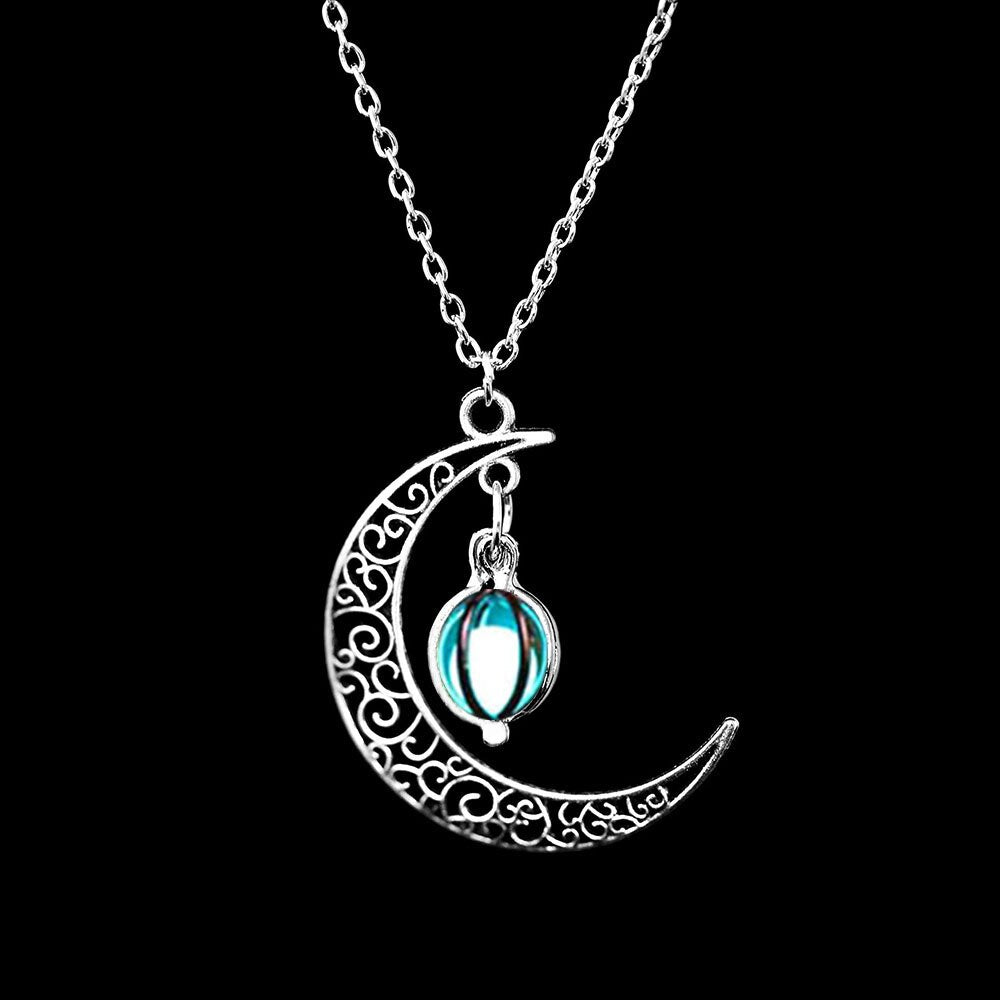 Glow In The Dark Necklace Moon Square Heart . Necklaces For Woman Hollow Water Drop Pendant Night Fluorescence Light