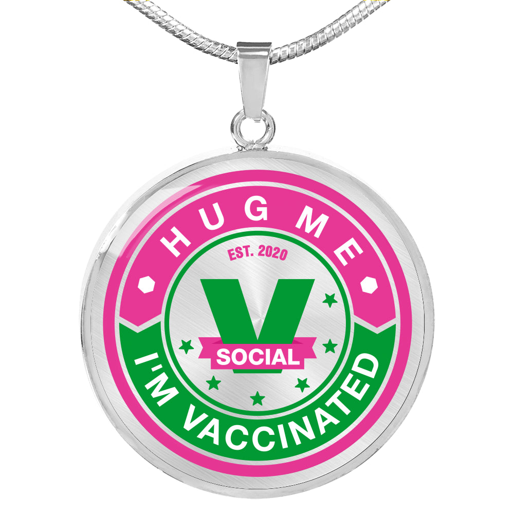 Hug me , I "m Vaccinated Unisex necklace. Socialize responsible. - World Salsa Championships