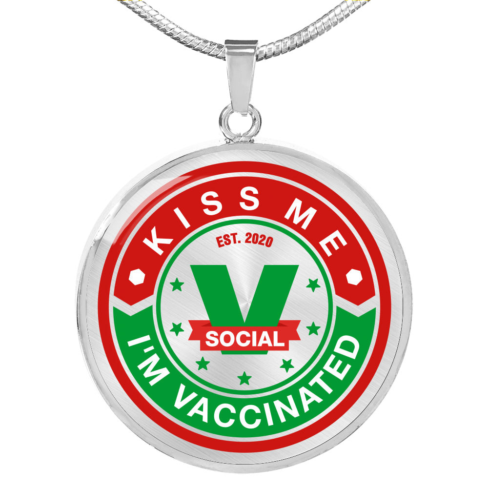 Kiss me , I "m Vaccinated Unisex necklace. Socialize responsible. - World Salsa Championships