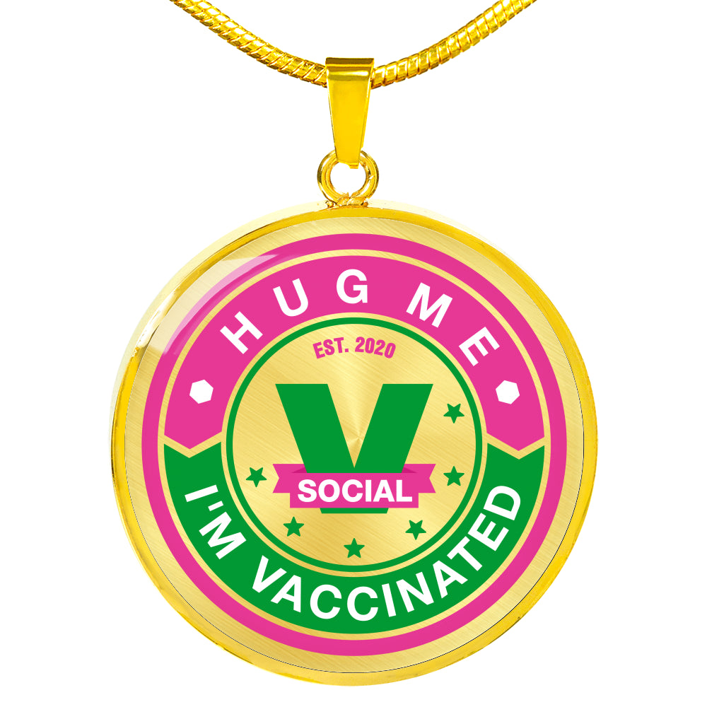 Hug me , I "m Vaccinated Unisex necklace. Socialize responsible. - World Salsa Championships