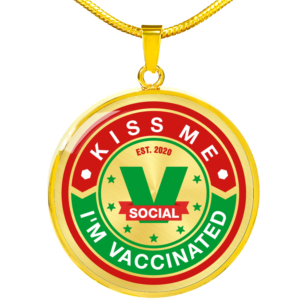 Kiss me , I "m Vaccinated Unisex necklace. Socialize responsible. - World Salsa Championships