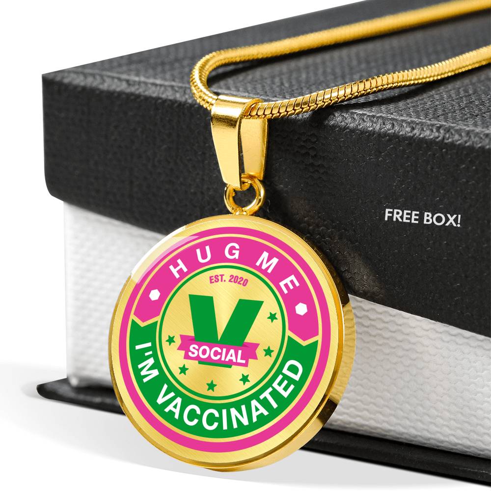 Hug me , I "m Vaccinated Unisex necklace. Socialize responsible. - World Salsa Championships