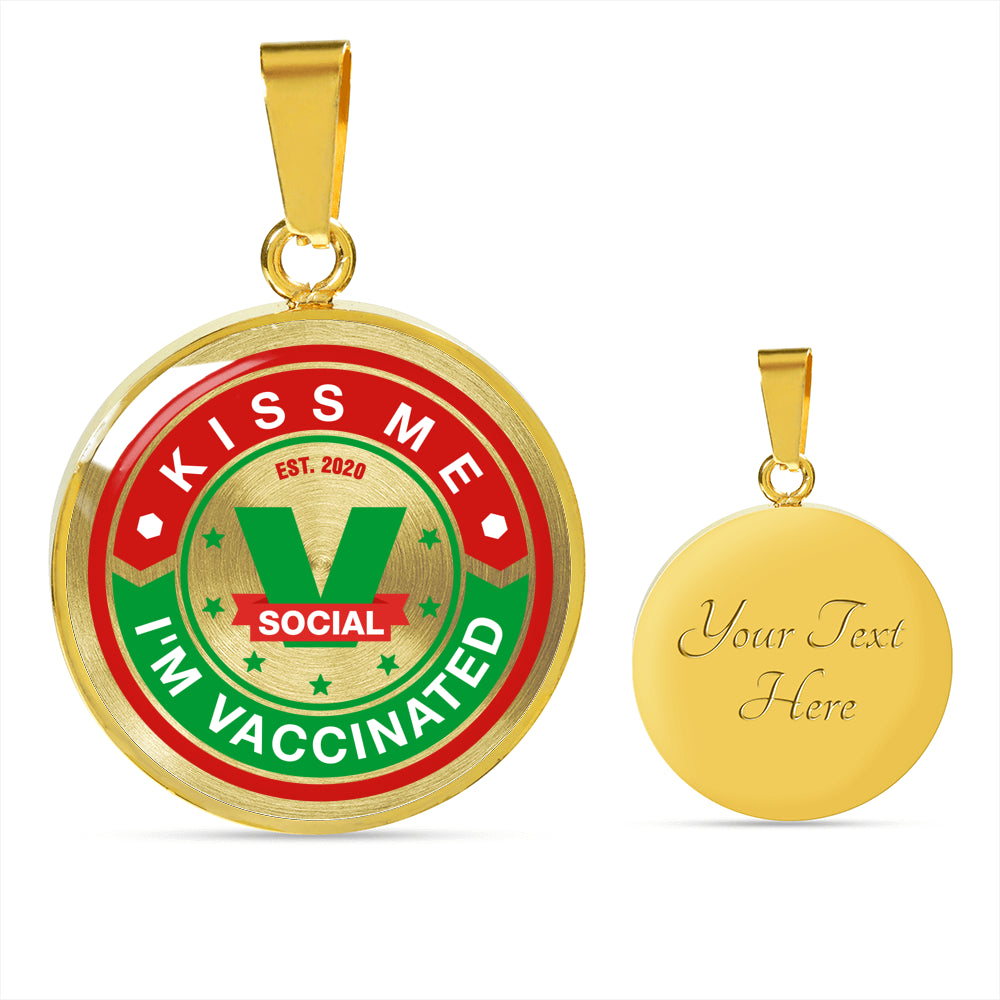 Kiss me , I "m Vaccinated Unisex necklace. Socialize responsible. - World Salsa Championships