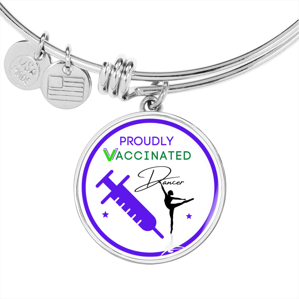 Proudly Vaccinated Dancer stainless steel hand made bracelet - World Salsa Championships
