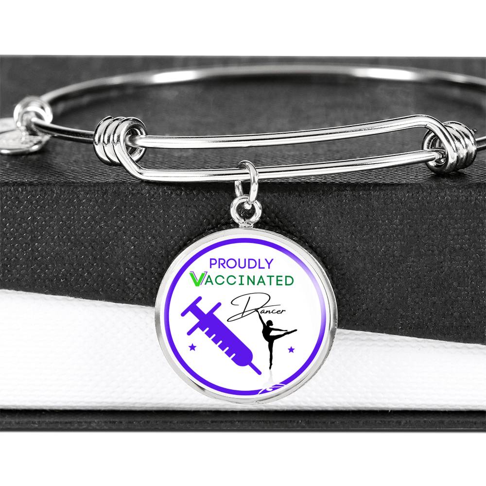 Proudly Vaccinated Dancer stainless steel hand made bracelet - World Salsa Championships