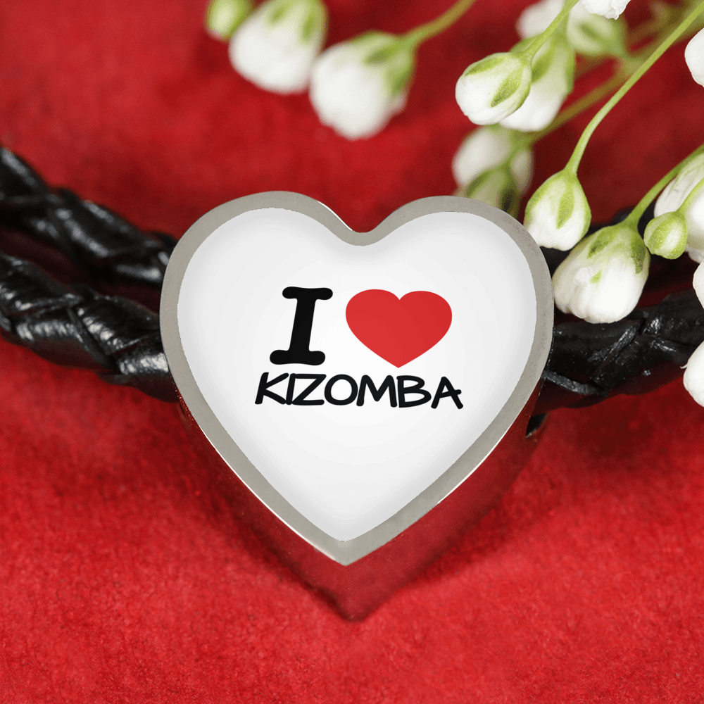 I love Kizomba Woven Double-Braided Real-Leather Charm Bracelet - World Salsa Championships