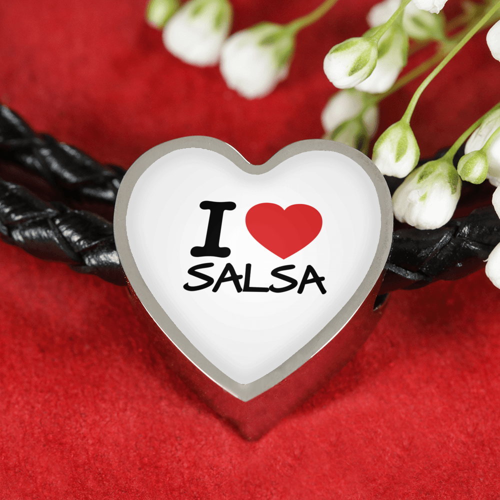 I love Salsa Woven Double-Braided Real-Leather Charm Bracelet - World Salsa Championships
