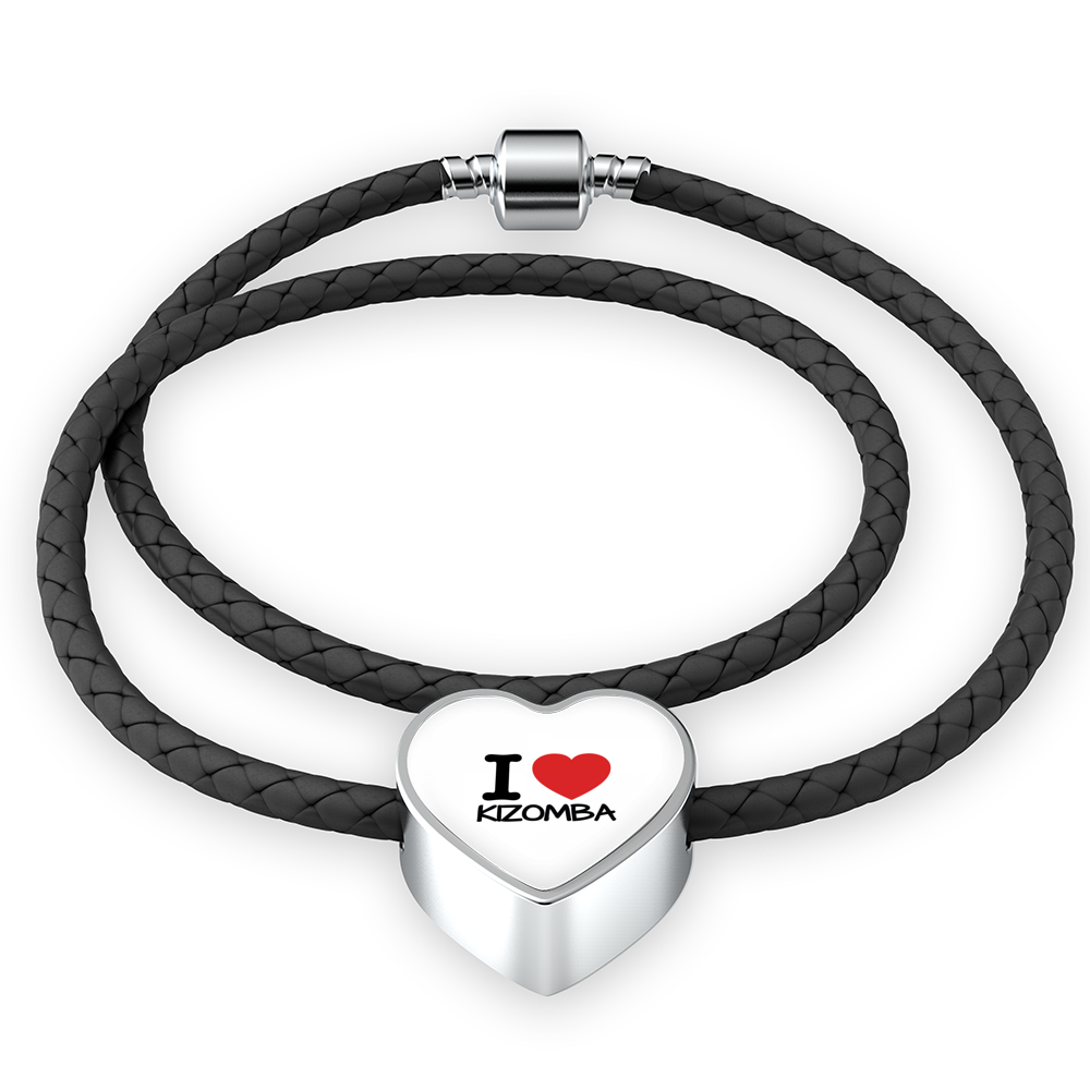 I love Kizomba Woven Double-Braided Real-Leather Charm Bracelet - World Salsa Championships