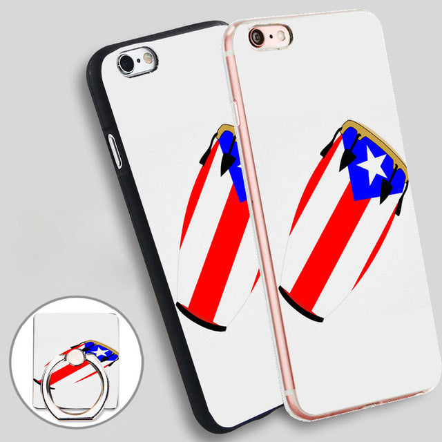 Phone cover-Conga Flag Puerto Rico Clear Soft Silicone Phone Case Cover for iPhone 4 4S 5C 5 SE 5S 6 6S 7 Plus - World Salsa Championships