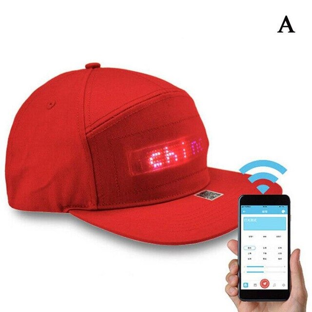 Red/Black Creative Mobile App Operation Led Lights Bluetooth Salsa Hat For Party Riding For Men Women Advert Hat - World Salsa Championships
