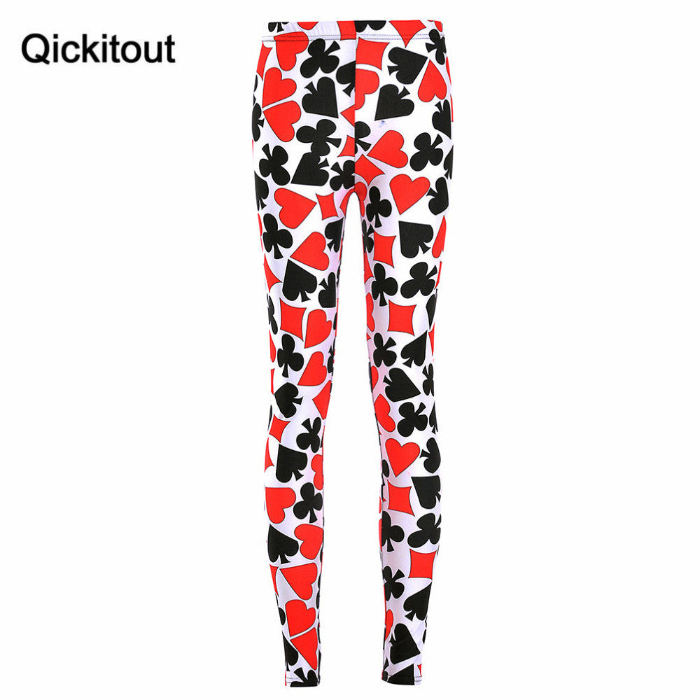 Qickitout Leggings 2016 HOT Sexy Fashion Hot Pirate Leggins Pants Digital Printing DECK OF CARDS LEGGINGS - LIMITED For Women - World Salsa Championships