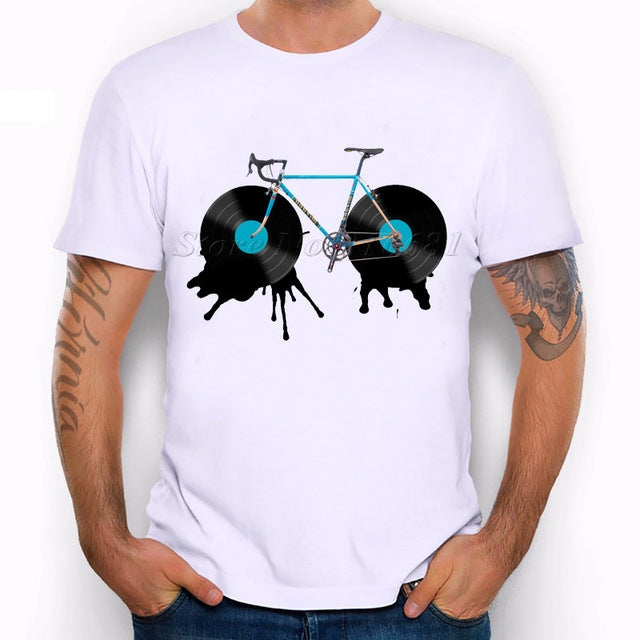 New Arrival Vinyl Records Bicycle Vintage Printed Cool Men's Casual T-shirt - World Salsa Championships