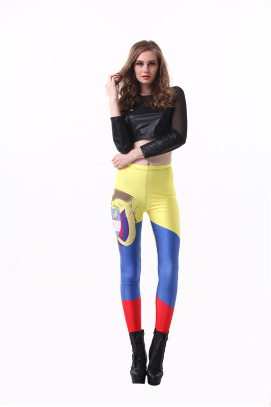 Leggings-Fashion World Cups Colombia Flag Pants Women Fitness Legging Printed Flag Leggings - World Salsa Championships