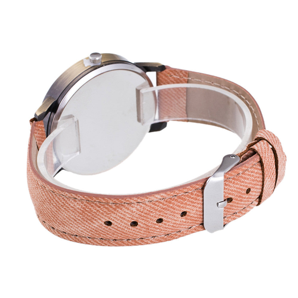 Fashion Women's World Map Cowboy Band Analog Quartz Wrist Watch - World Salsa Championships