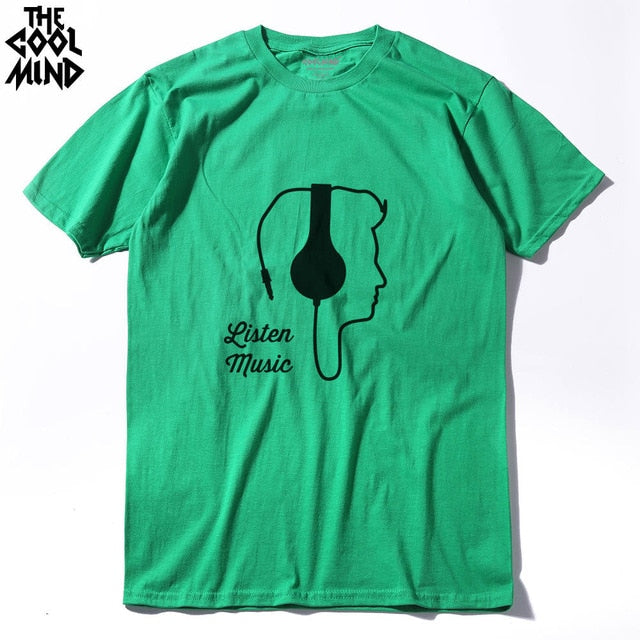 COOLMIND casual 100% COTTON o neck ear phone DJ printed men t shirt - World Salsa Championships