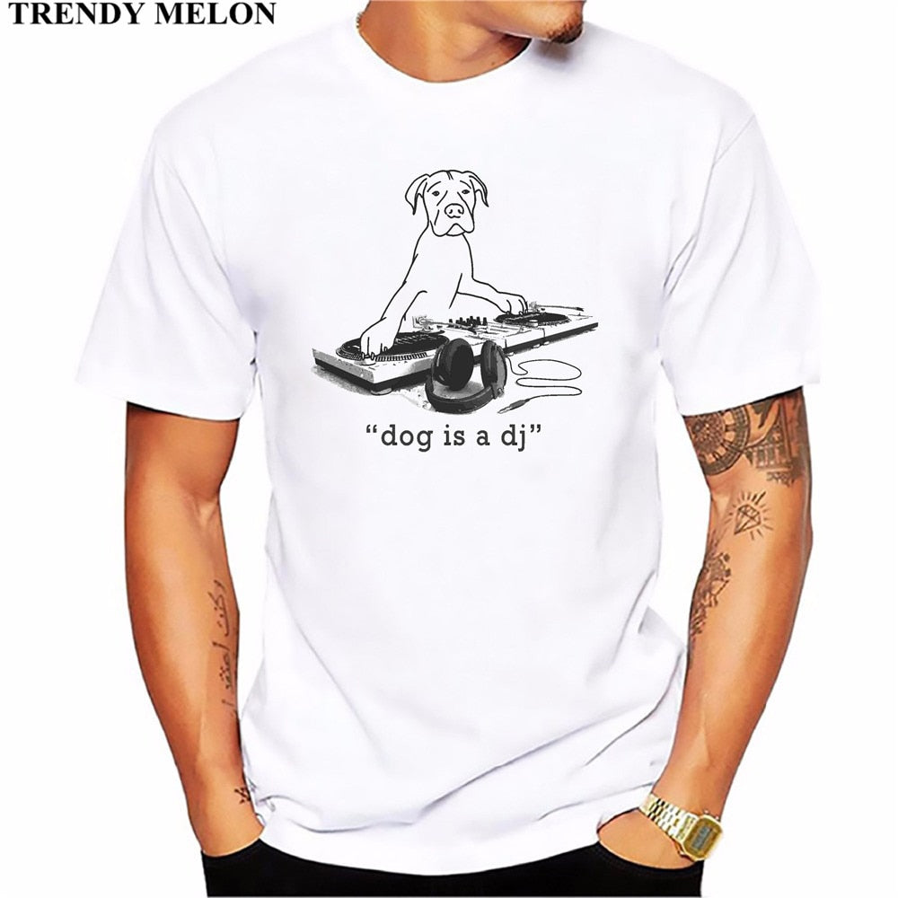 Trendy Melon Printed T shirt Men DJ Music Dog Soft Cotton Tshirt Funny Tops Casual - World Salsa Championships